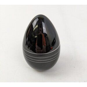 Vintage 1993 Glass Eyes Studio Black Egg Paperweight Limited Ed 913/1000 Signed